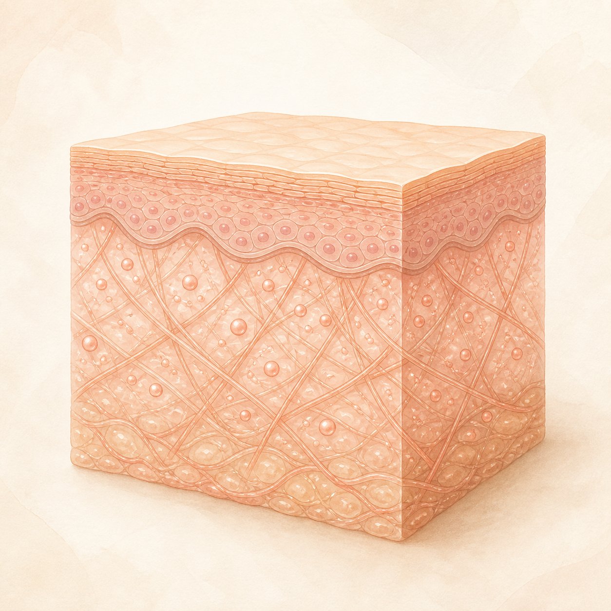 Illustrated cross-section of skin layers