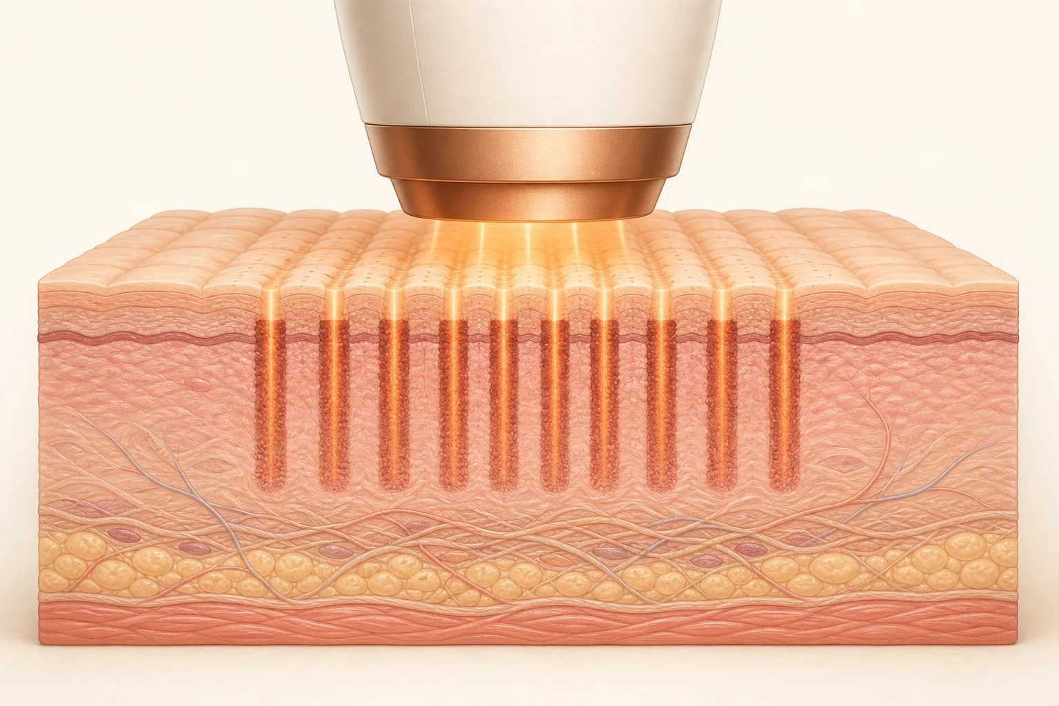 Illustration of laser energy passing into the skin