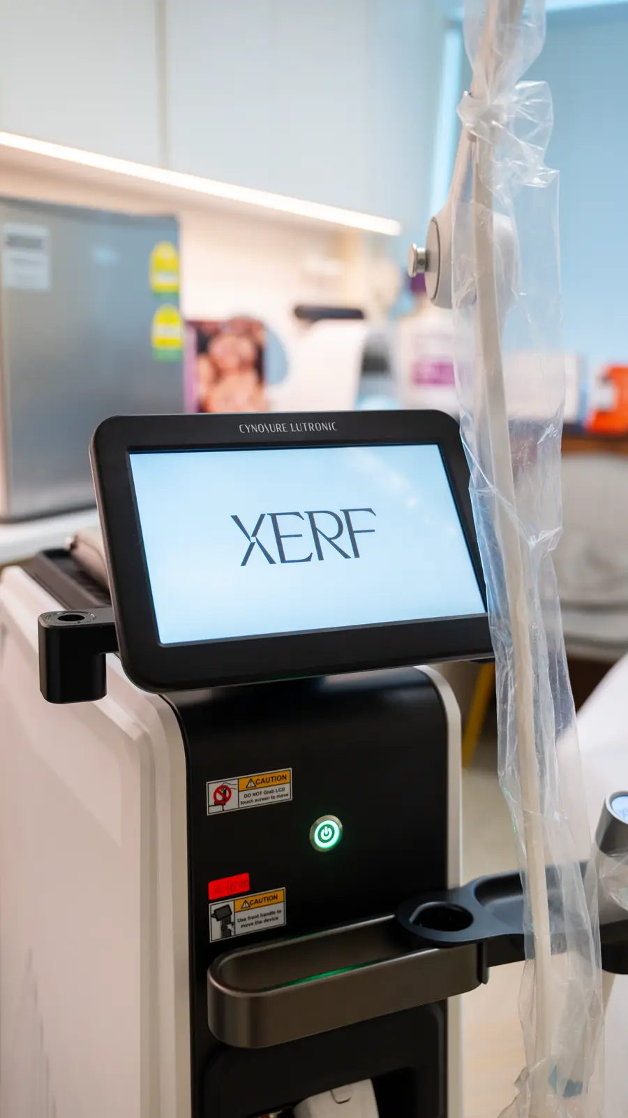 XERF™ logo on the touchscreen of the system at Fusion Medical