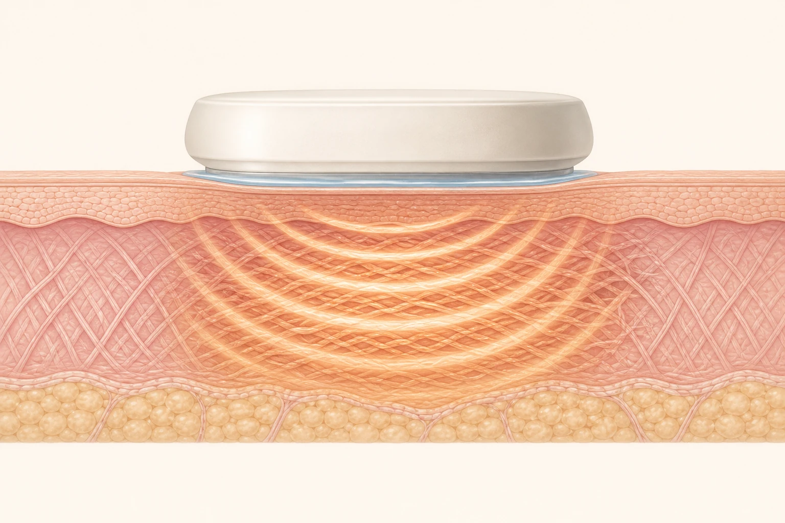 Skin cross-section illustrating energy delivered below the surface